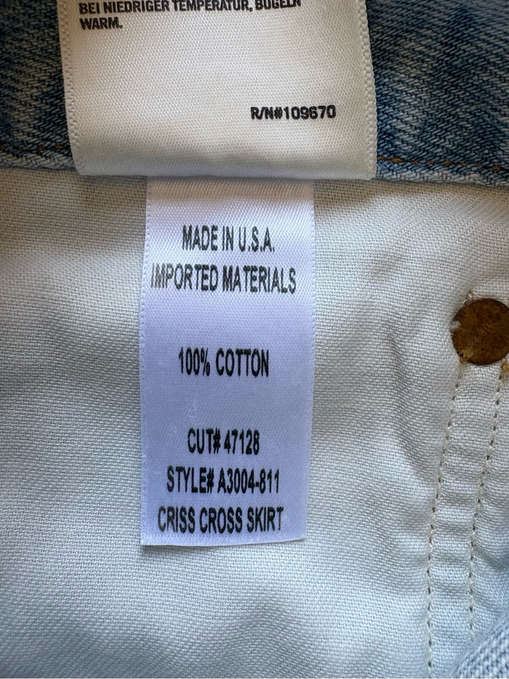 Agolde Criss Cross Light Wash Denim Skirt Womens 27 Unfinished Hem - Picture 8 of 10